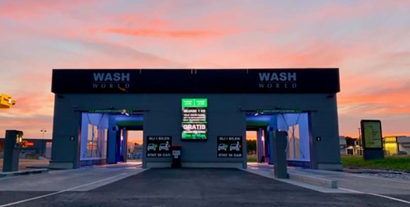 Projektbild från biltvätten Wash world.