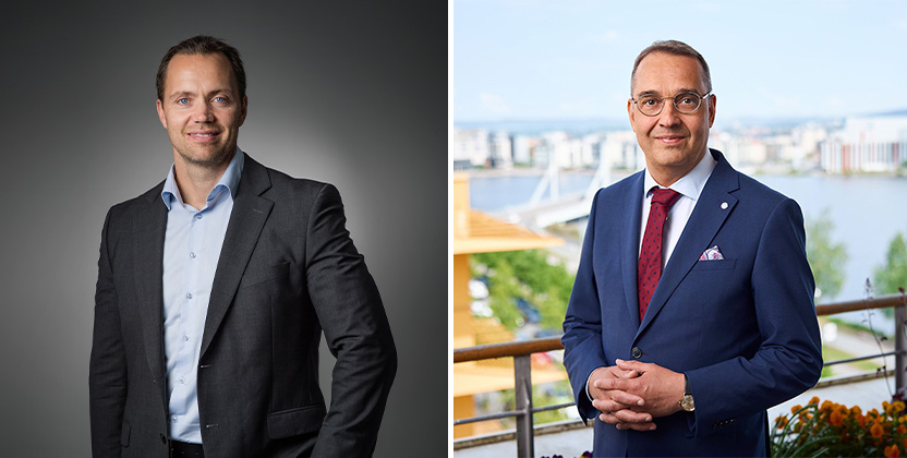 Kommundirektör Pär Thudeen, Tranås kommun, och rektor
Måns Svensson, Jönköping University.